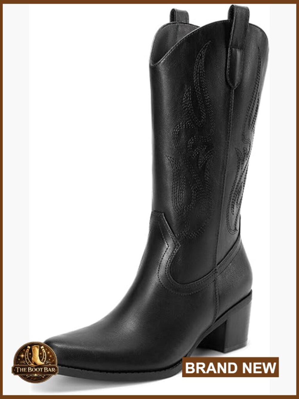 Women's Square Toe Cowboy Boots Mid Calf Western 2.36-Inch Heel